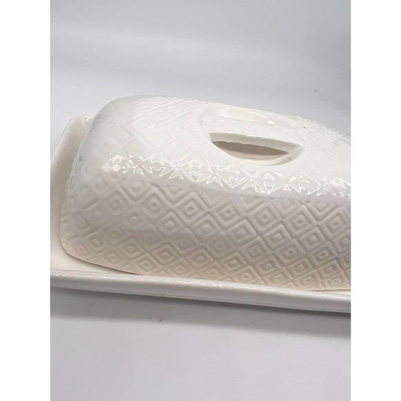 CUCINA White Porcelain Embossed Butter Dish Bread + Butter Australia NWOT - Picture 2 of 5